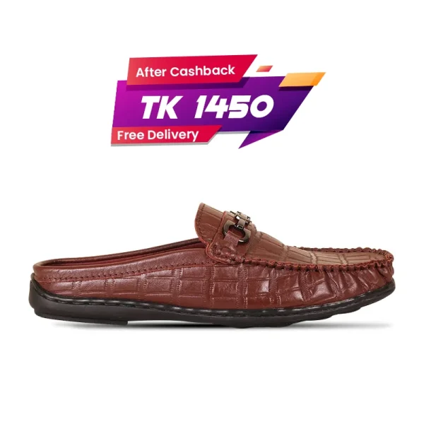 Brown Croco Pattern Leather Half Shoes For Men SB-S912
